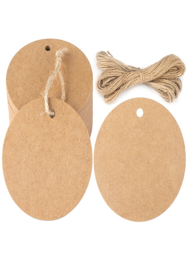 جيجاكرافت بطاقات هدايا فارغة من jijAcraft مع خيط، بطاقة تعليق من ورق كرافت بني مقاس 2.5 بوصة، 100 قطعة من بطاقات الأسماء الدائرية لتغليف الهدايا للحقائب والأعمال اليدوية والكب كيك - Image 1